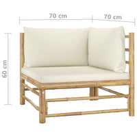 Thumbnail for 2-tlg. Garten-Lounge-Set mit Cremeweißen Kissen Bambus