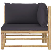 Thumbnail for 2-tlg. Garten-Lounge-Set mit Dunkelgrauen Kissen Bambus