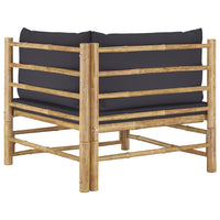 Thumbnail for 2-tlg. Garten-Lounge-Set mit Dunkelgrauen Kissen Bambus
