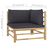 Thumbnail for 2-tlg. Garten-Lounge-Set mit Dunkelgrauen Kissen Bambus