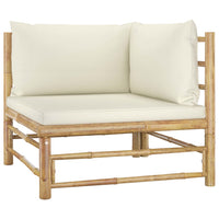Thumbnail for 3-tlg. Garten-Lounge-Set mit Cremeweißen Kissen Bambus