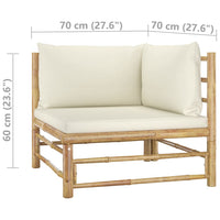 Thumbnail for 3-tlg. Garten-Lounge-Set mit Cremeweißen Kissen Bambus