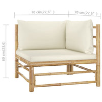 Thumbnail for 4-tlg. Garten-Lounge-Set mit Cremeweißen Kissen Bambus