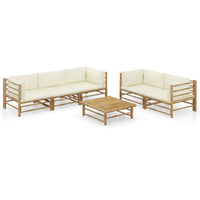 Thumbnail for 6-tlg. Garten-Lounge-Set mit Cremeweißen Kissen Bambus