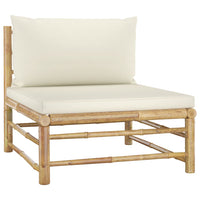Thumbnail for 6-tlg. Garten-Lounge-Set mit Cremeweißen Kissen Bambus