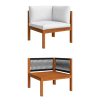 Thumbnail for Garten-Ecksofa mit Auflagen Massivholz Akazie