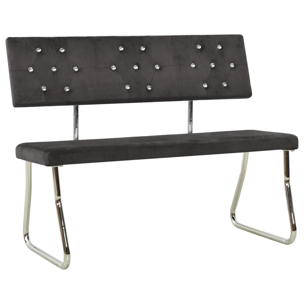Sitzbank 110 cm Dunkelgrau Samt