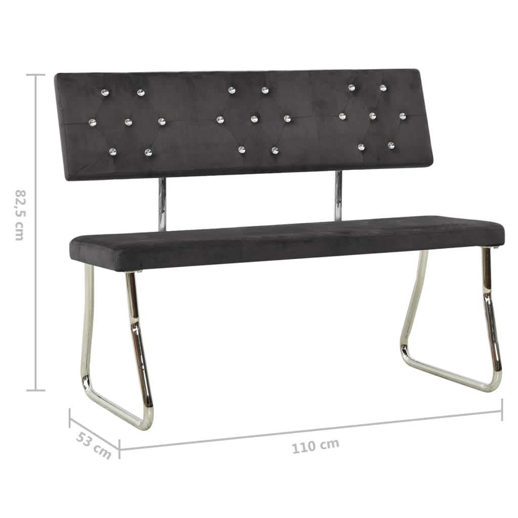 Sitzbank 110 cm Dunkelgrau Samt