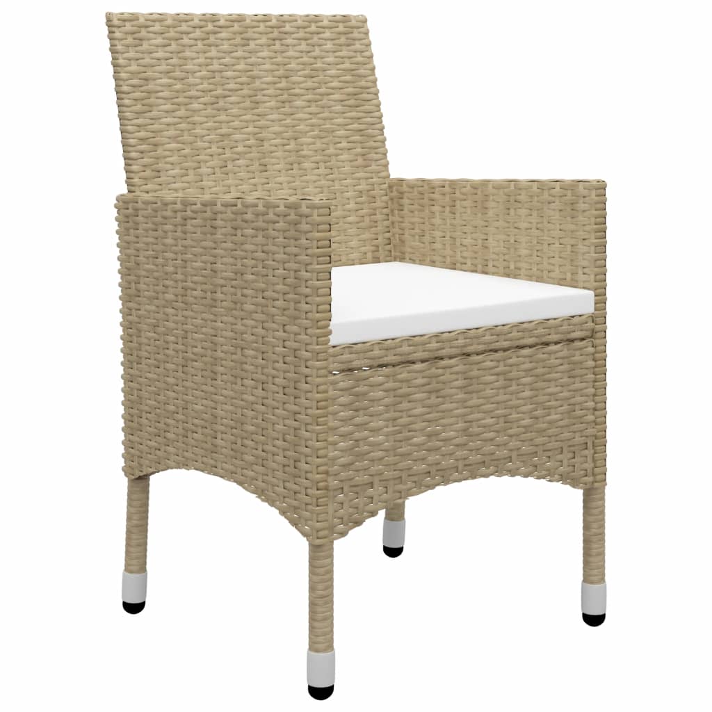3-tlg. Garten-Essgruppe Beige Poly Rattan und Glas