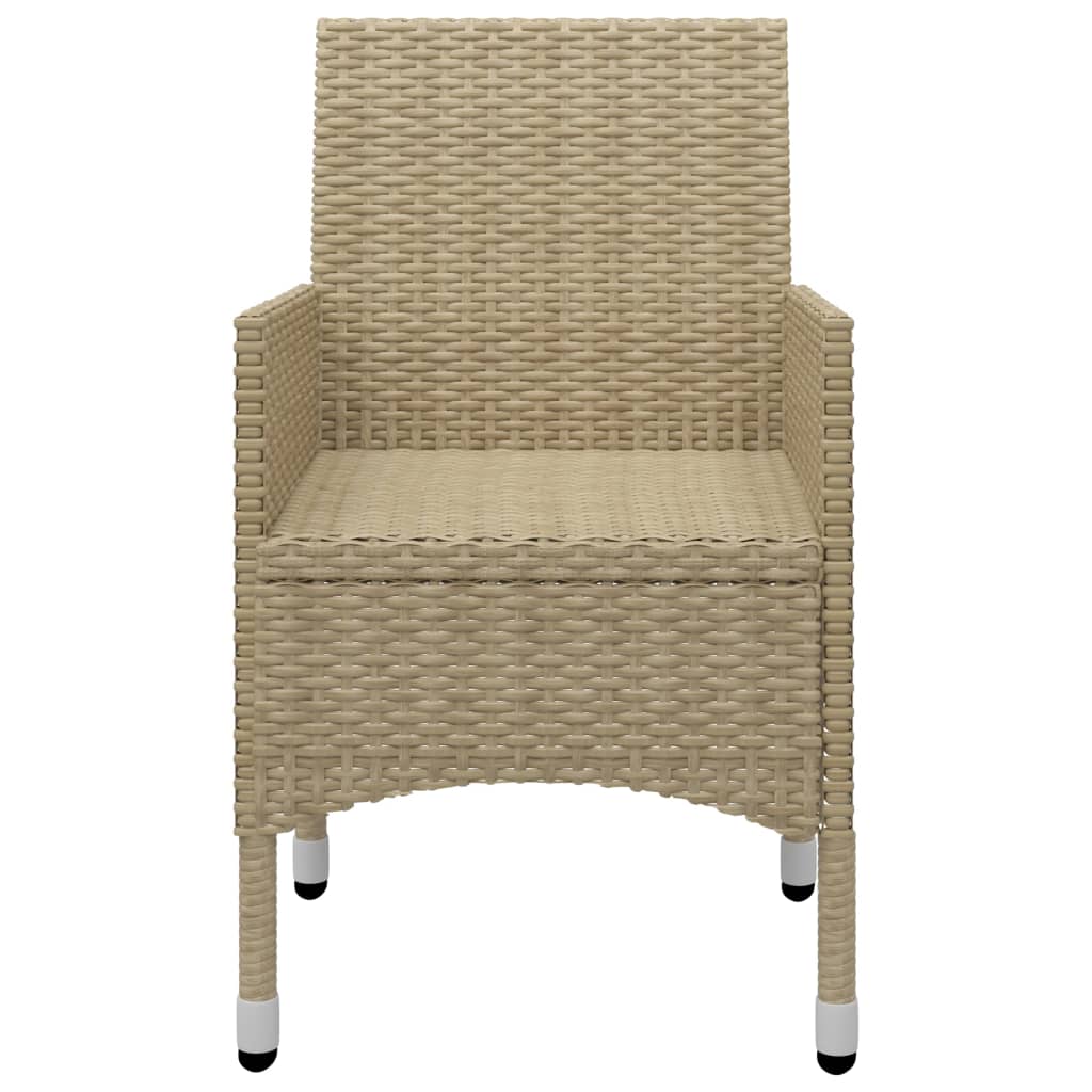 3-tlg. Garten-Essgruppe Beige Poly Rattan und Glas