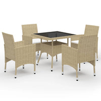 Thumbnail for 5-tlg. Garten-Essgruppe Poly Rattan und Glas Beige