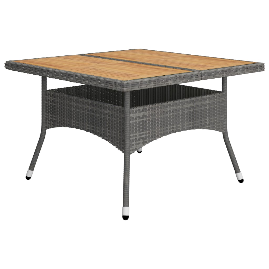 9-tlg. Garten-Essgruppe Poly Rattan und Akazienholz Grau