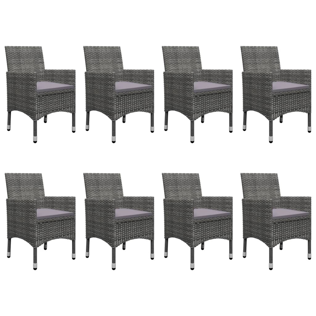 9-tlg. Garten-Essgruppe Poly Rattan und Akazienholz Grau