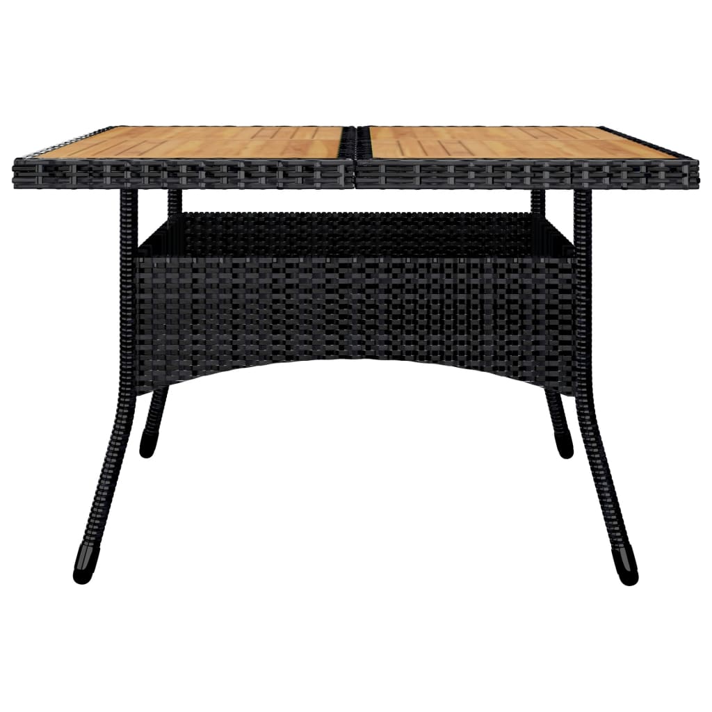 9-tlg. Garten-Essgruppe Poly Rattan und Akazienholz Schwarz