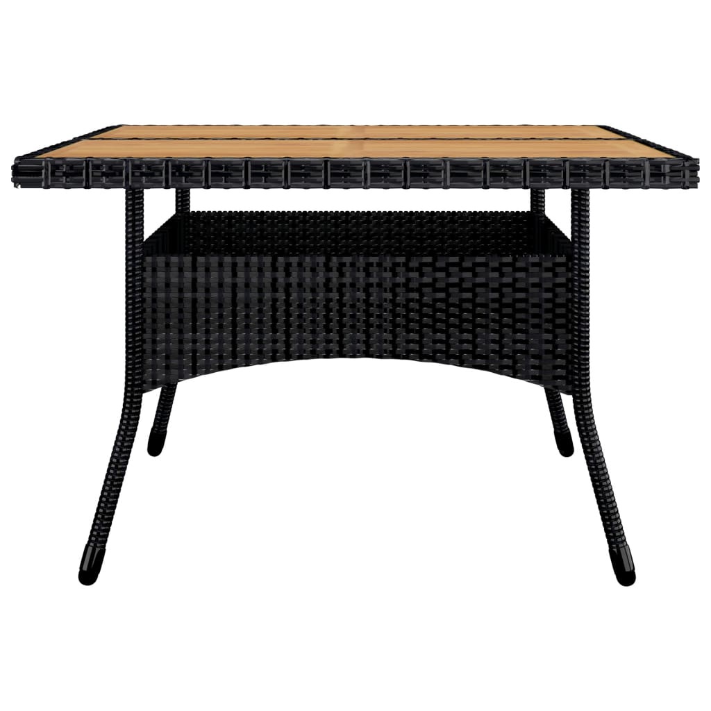 9-tlg. Garten-Essgruppe Poly Rattan und Akazienholz Schwarz