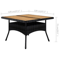 Thumbnail for 9-tlg. Garten-Essgruppe Poly Rattan und Akazienholz Schwarz