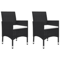 Thumbnail for 3-tlg. Bistro-Set Poly Rattan und Hartglas Schwarz