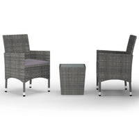 Thumbnail for 3-tlg. Bistro-Set Poly Rattan und Hartglas Grau