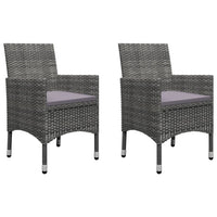 Thumbnail for 3-tlg. Bistro-Set Poly Rattan und Hartglas Grau