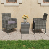 Thumbnail for 3-tlg. Bistro-Set Poly Rattan und Hartglas Grau