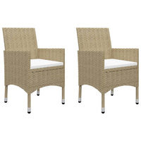 Thumbnail for 3-tlg. Bistro-Set Poly Rattan und Hartglas Beige