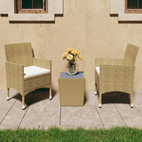 Thumbnail for 3-tlg. Bistro-Set Poly Rattan und Hartglas Beige