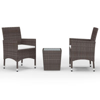 Thumbnail for 3-tlg. Bistro-Set Poly Rattan und Hartglas Braun