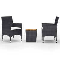 Thumbnail for 3-tlg. Bistro-Set Poly Rattan und Akazienholz Schwarz