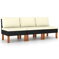 Thumbnail for Mittelsofas 3 Stk. Poly Rattan und Eukalyptus Massivholz