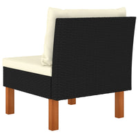 Thumbnail for Mittelsofas 3 Stk. Poly Rattan und Eukalyptus Massivholz