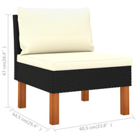 Thumbnail for Mittelsofas 3 Stk. Poly Rattan und Eukalyptus Massivholz