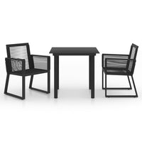 Thumbnail for 3-tlg. Garten-Essgruppe PVC Rattan Schwarz