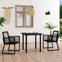 Thumbnail for 3-tlg. Garten-Essgruppe PVC Rattan Schwarz