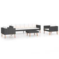 Thumbnail for 4-tlg. Garten-Lounge-Set mit Auflagen Poly Rattan Schwarz
