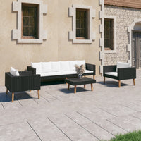 Thumbnail for 4-tlg. Garten-Lounge-Set mit Auflagen Poly Rattan Schwarz