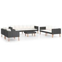 Thumbnail for 5-tlg. Garten-Lounge-Set mit Auflagen Poly Rattan Schwarz