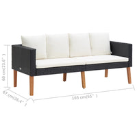 Thumbnail for 5-tlg. Garten-Lounge-Set mit Auflagen Poly Rattan Schwarz