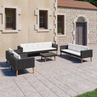 Thumbnail for 5-tlg. Garten-Lounge-Set mit Auflagen Poly Rattan Schwarz