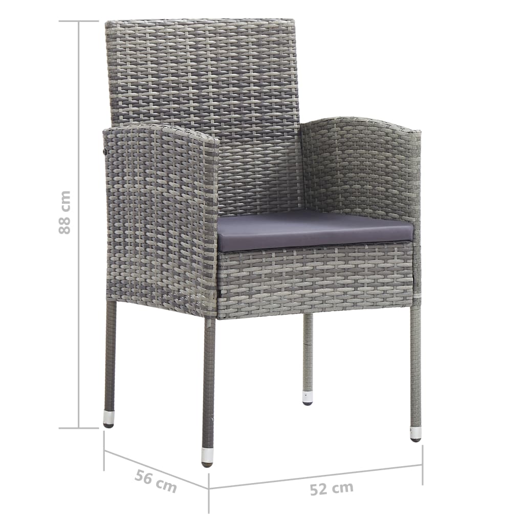 3-tlg. Garten-Essgruppe Poly Rattan & Massivholz Akazie