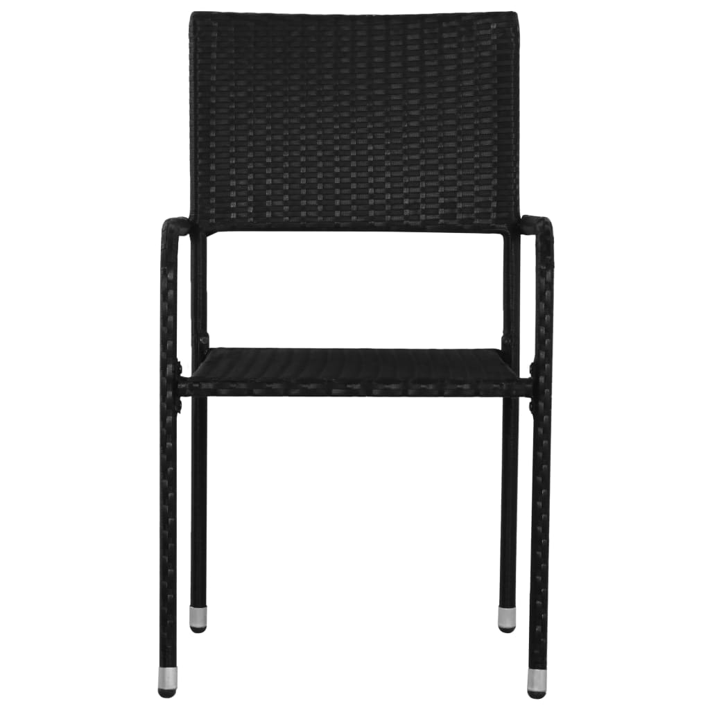 3-tlg. Garten-Essgruppe Poly Rattan & Massivholz Akazie Schwarz