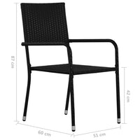 Thumbnail for 3-tlg. Garten-Essgruppe Poly Rattan & Massivholz Akazie Schwarz