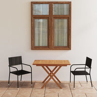 Thumbnail for 3-tlg. Garten-Essgruppe Poly Rattan & Massivholz Akazie Schwarz