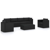 Thumbnail for 7-tlg. Garten-Lounge-Set mit Kissen Poly Rattan Schwarz
