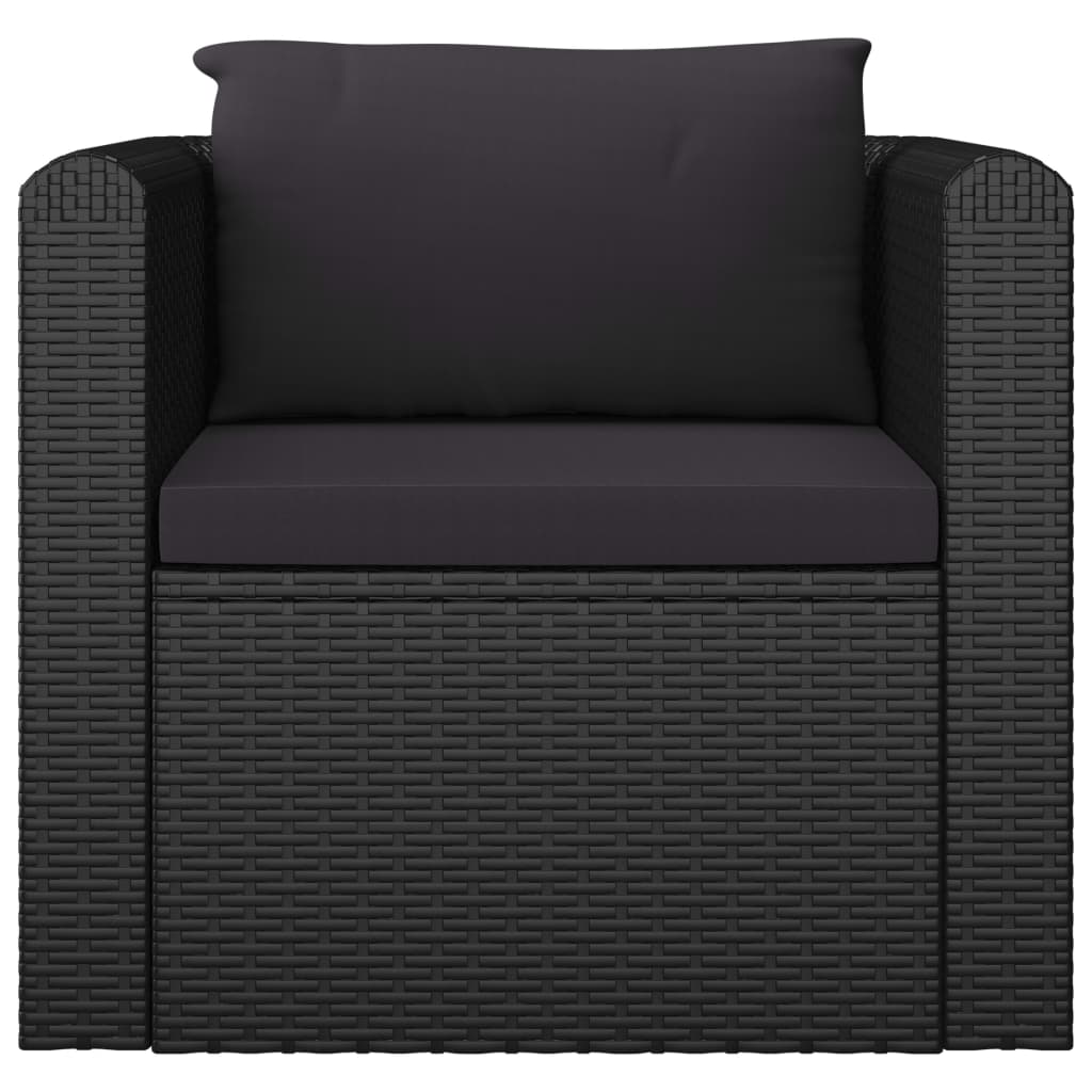 7-tlg. Garten-Lounge-Set mit Kissen Poly Rattan Schwarz