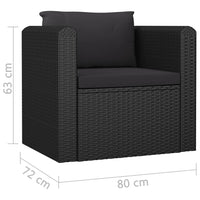 Thumbnail for 7-tlg. Garten-Lounge-Set mit Kissen Poly Rattan Schwarz