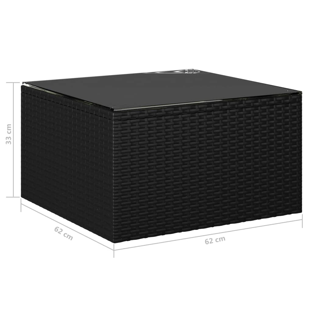 7-tlg. Garten-Lounge-Set mit Kissen Poly Rattan Schwarz