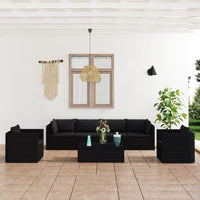 Thumbnail for 7-tlg. Garten-Lounge-Set mit Kissen Poly Rattan Schwarz