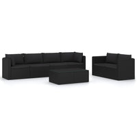 Thumbnail for 7-tlg. Garten-Lounge-Set mit Kissen Poly Rattan Schwarz