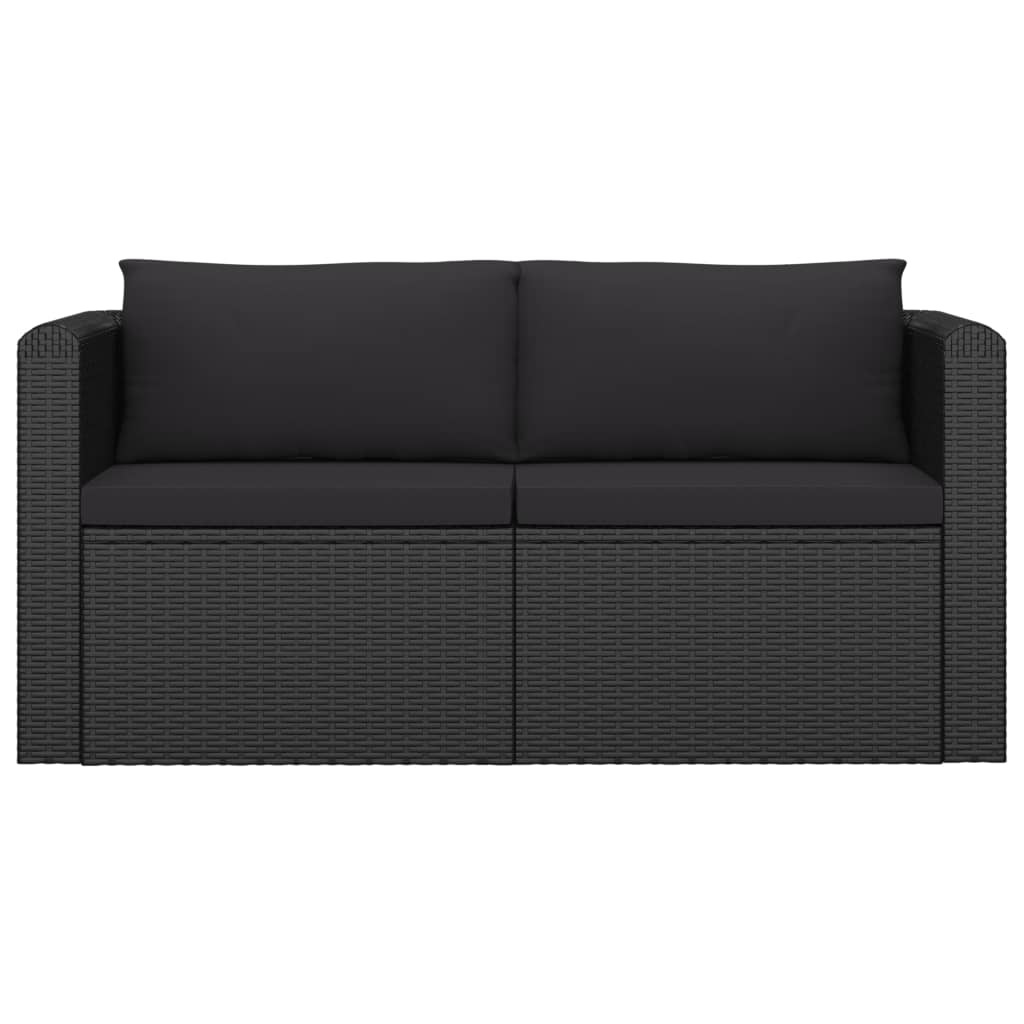7-tlg. Garten-Lounge-Set mit Kissen Poly Rattan Schwarz