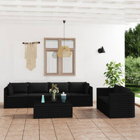 Thumbnail for 7-tlg. Garten-Lounge-Set mit Kissen Poly Rattan Schwarz